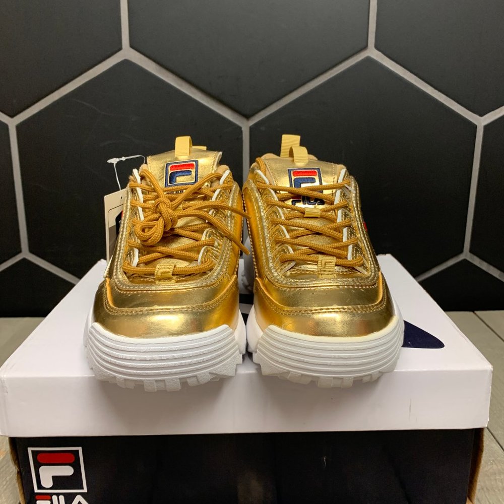 Fila Disruptor II Premium Metallic Gold Sneakers - Picture 3 of 5